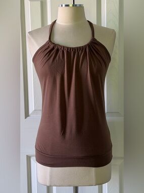 Blu Heaven Brown Halter Neck Top Sleeveless Stretch Knit Size M